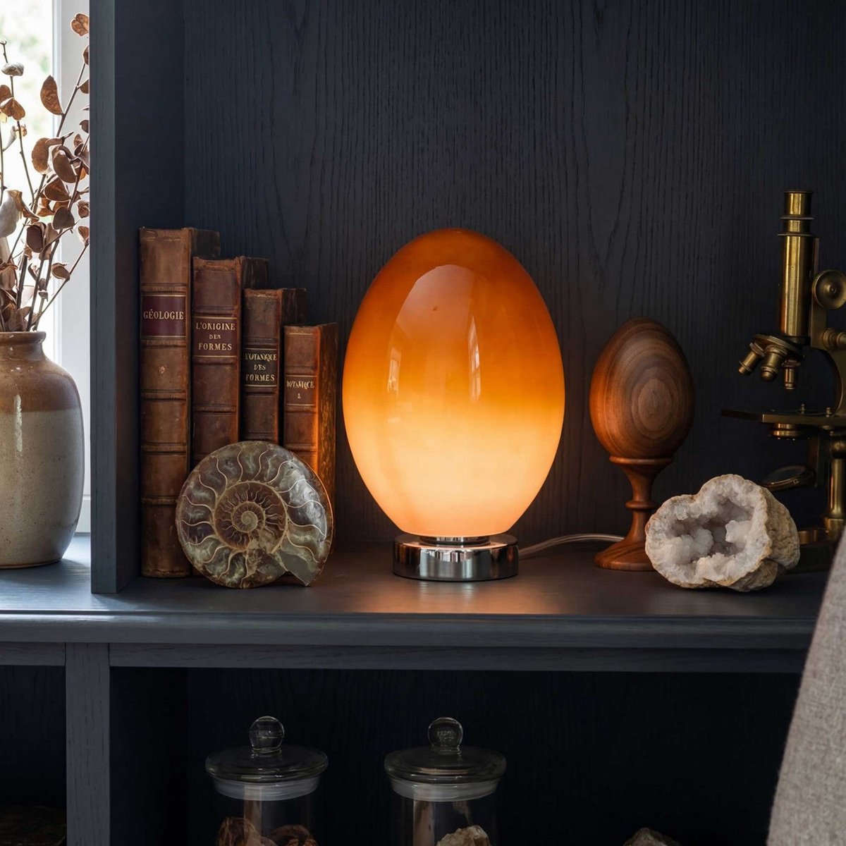 Lampe à poser en verre & métal, ELARIS marron, C-CREATION