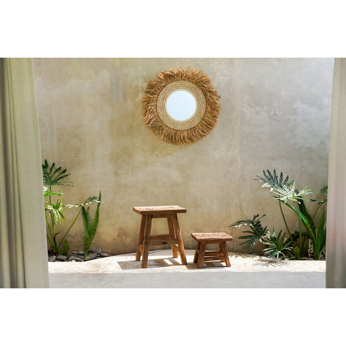 Tabouret en bois de teck récupéré YOKE beige, BAZAR BIZAR