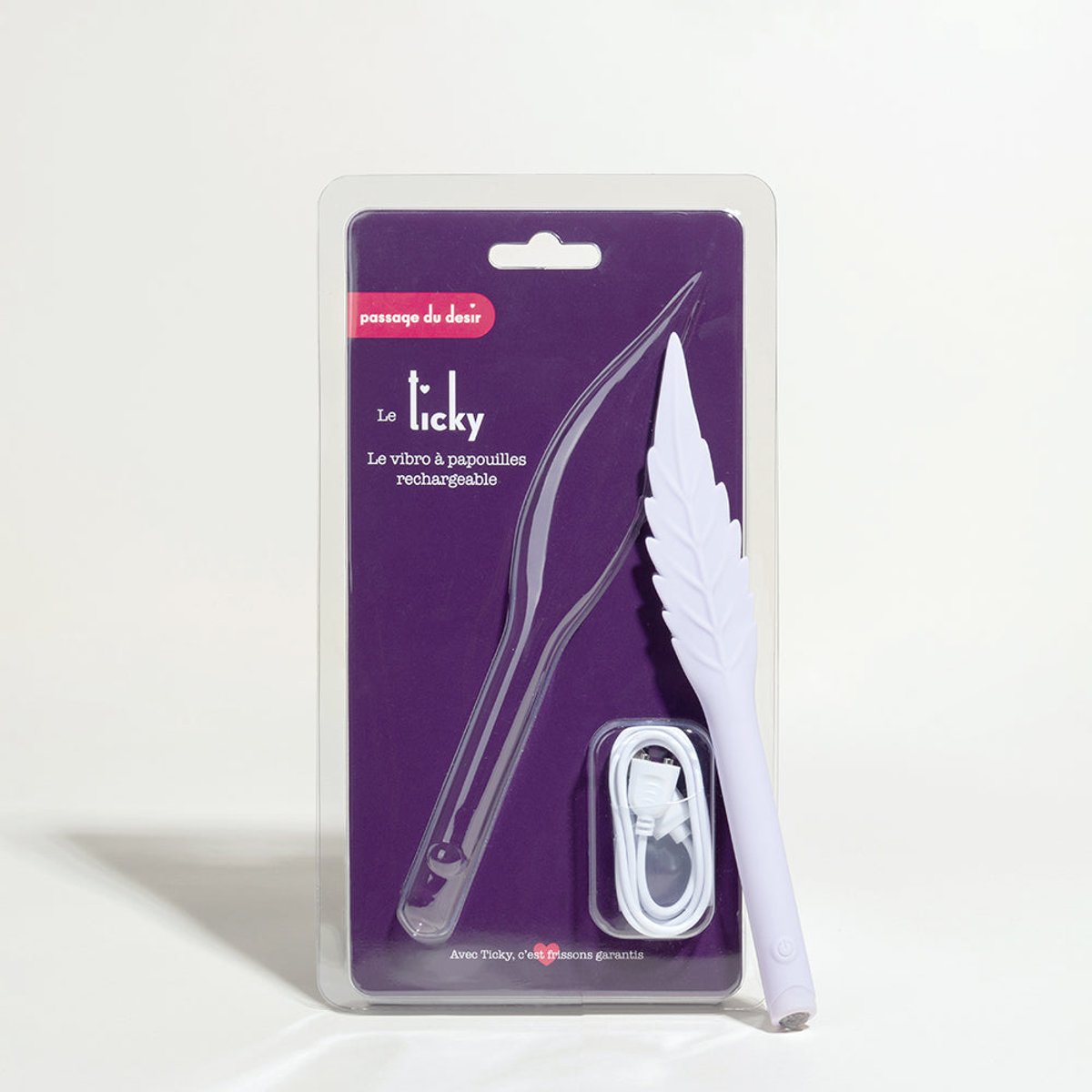 Vibromasseur Ticky plume de massage vibrante rechargeable violet, PASSAGE DU DESIR