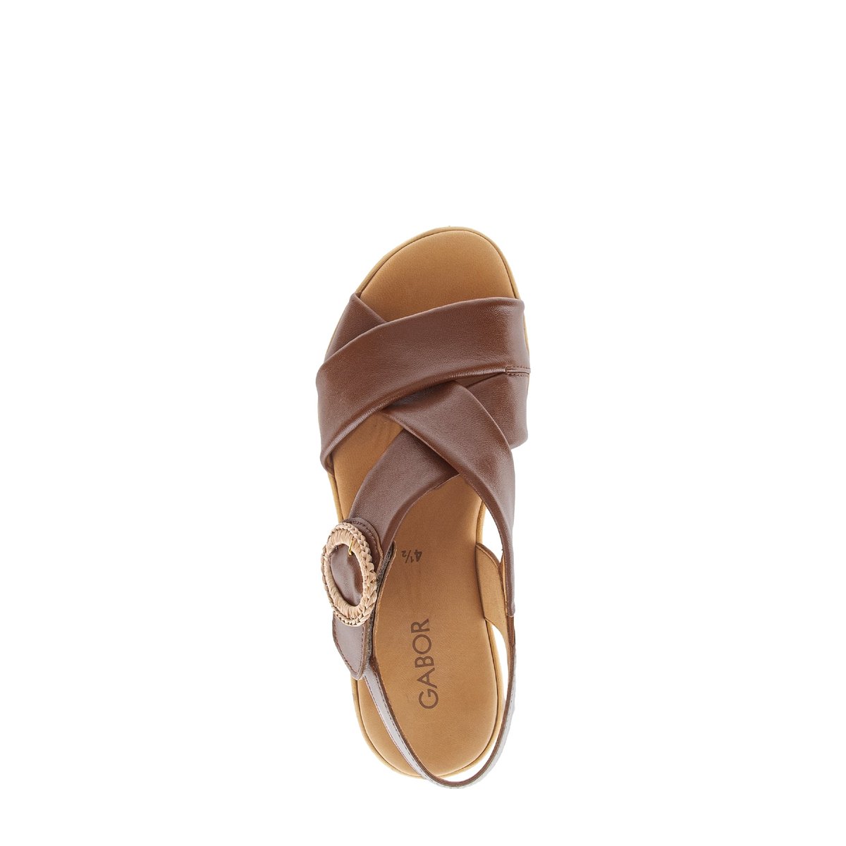 Sandales en cuir à talon compensé cognac, GABOR