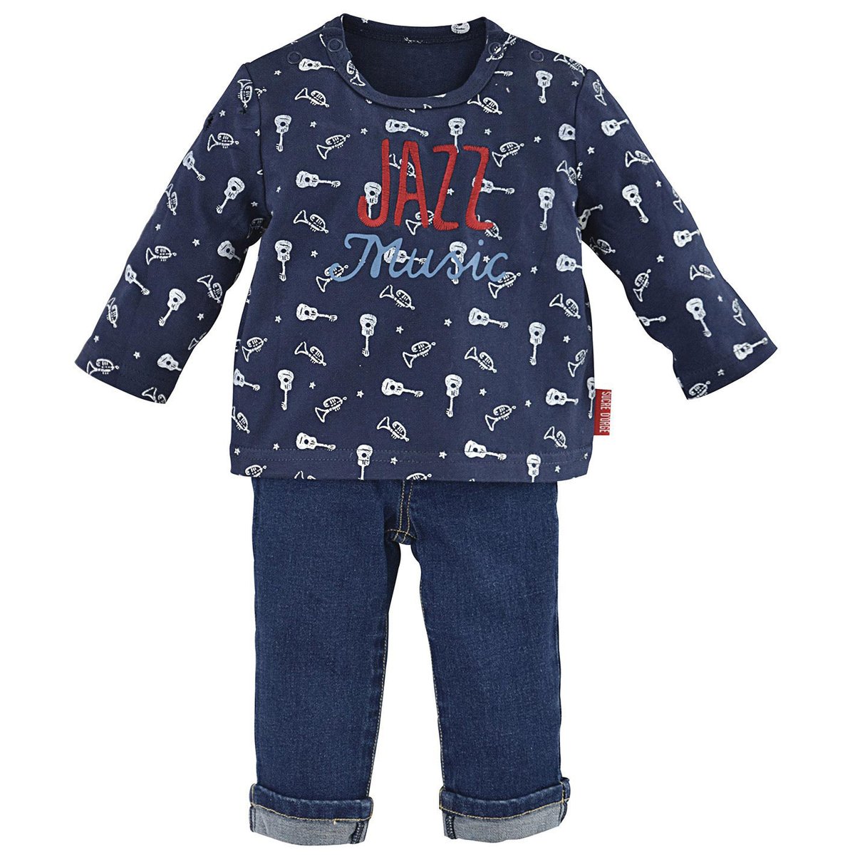 Jean bebe + t-shirt "guitares" bleu, SUCRE D'ORGE