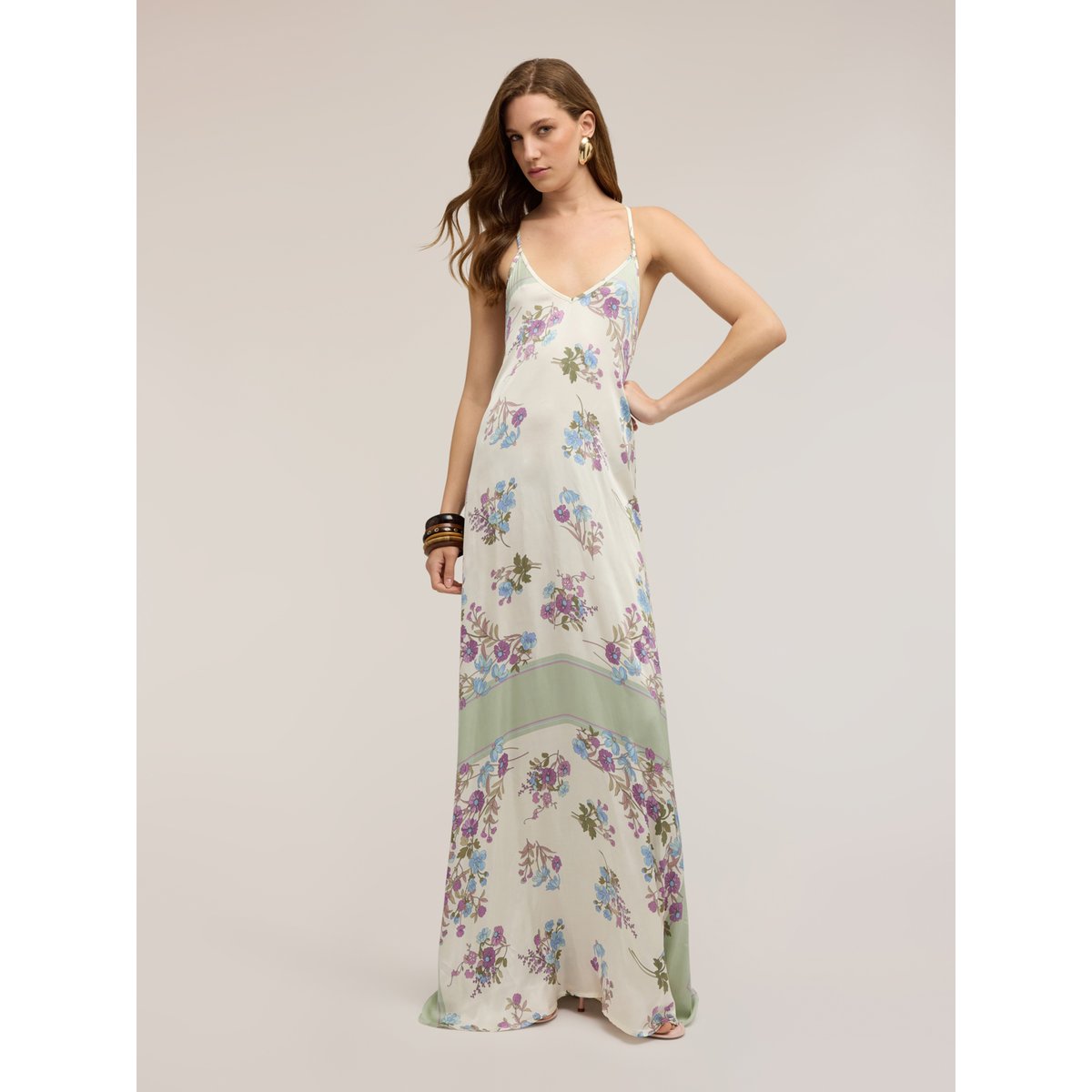 Robe longue imprimée blanc, MOTIVI