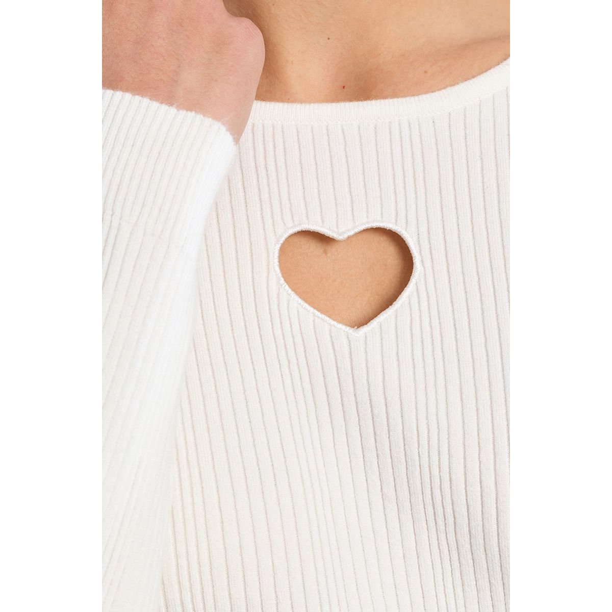 Pull côtelé, ouverture cœur offwhite, LILI SIDONIO