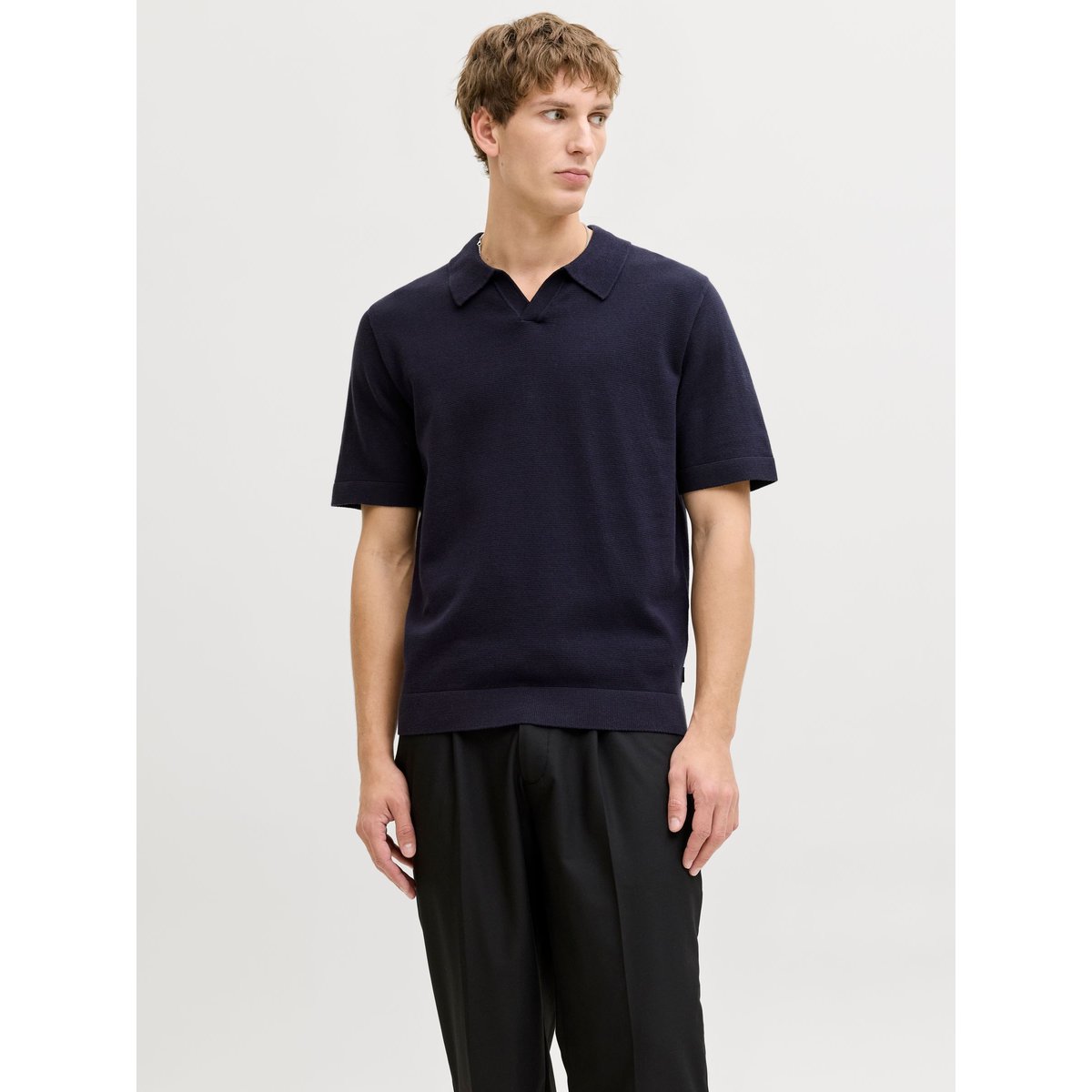 Polo Tricoté bleue - night sky 1, JACK & JONES