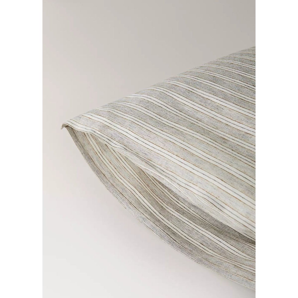 Taie d’oreiller lin cotonà rayures 50x75 cm sable, MANGO HOME