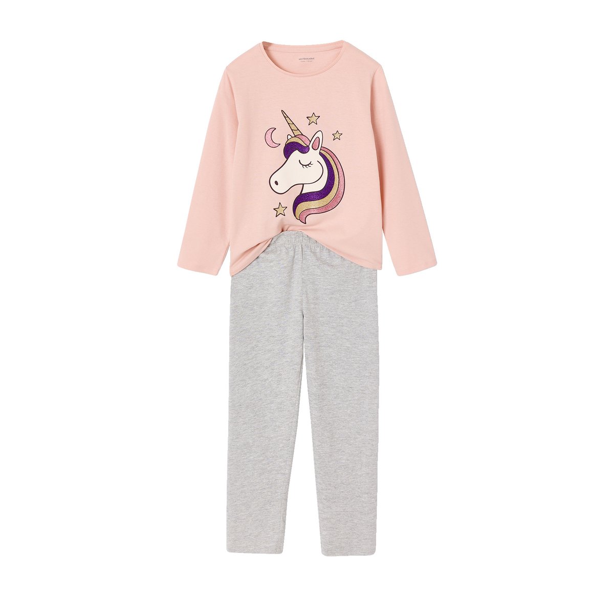 Lot de 2 pyjamas rose poudré, VERTBAUDET