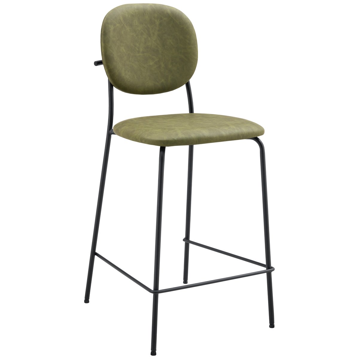 Tabourets de bar en simili, lot de 2, Edmond, EDMOND vert, noir, HAPPY GARDEN