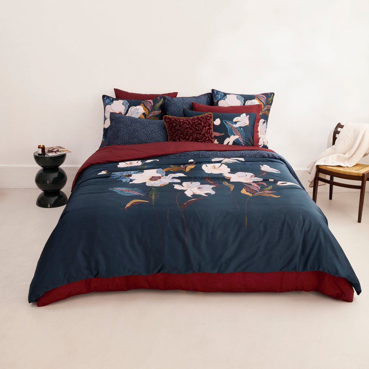 Housse de couette ORINE imprimé, CARRE BLANC