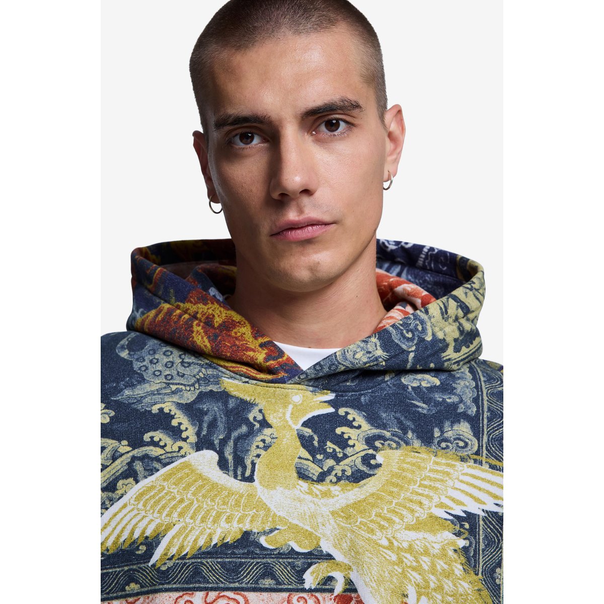 Sweat à capuche imprimé vert, DESIGUAL