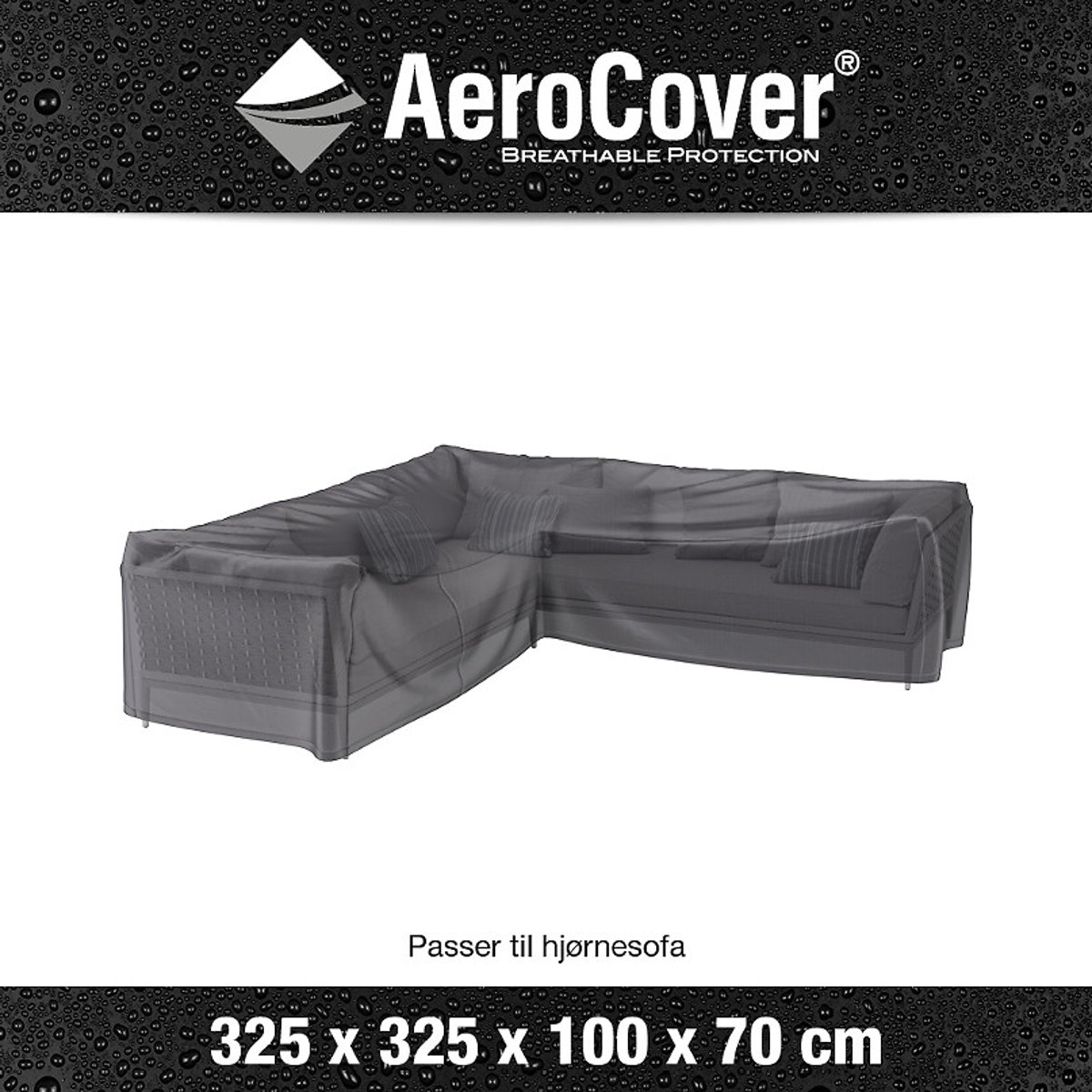 Garden L-Shape Lounge Set Cover 325x325x100x70cm grey, AEROCOVER
