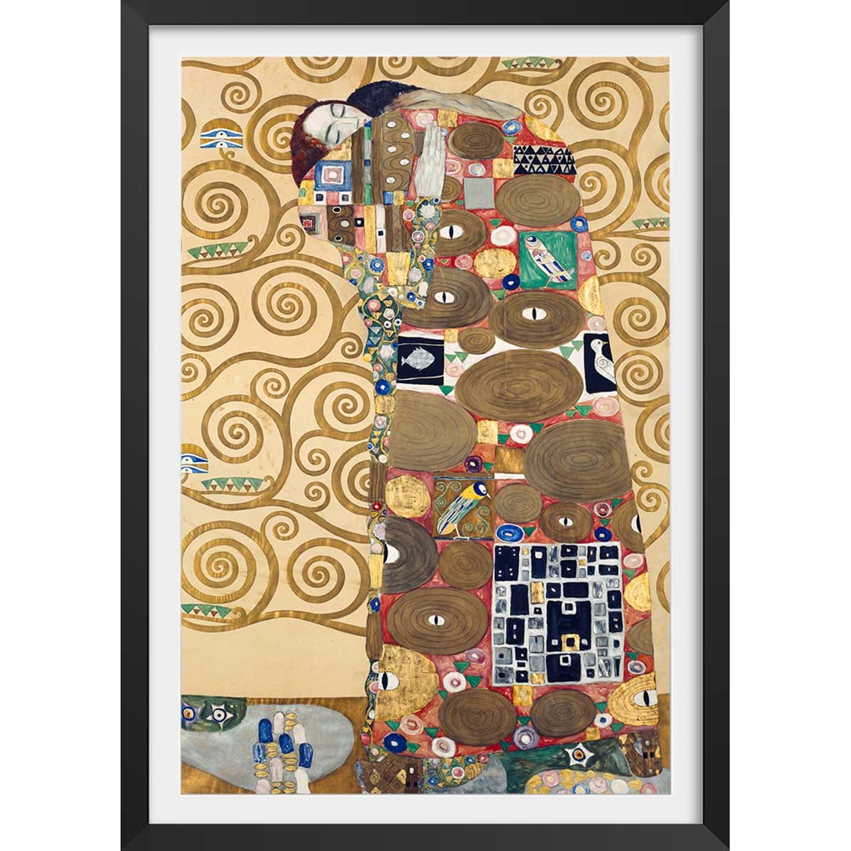Affiche Accomplissement - Peinture de Gustav Klimt affiche + cadre en bois - noir, HEXOA