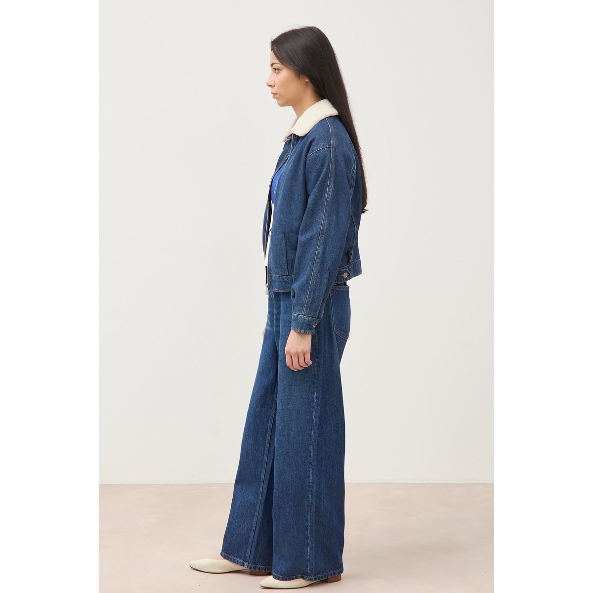 Blouson oversize en jeans doublé denim stone, BONOBO