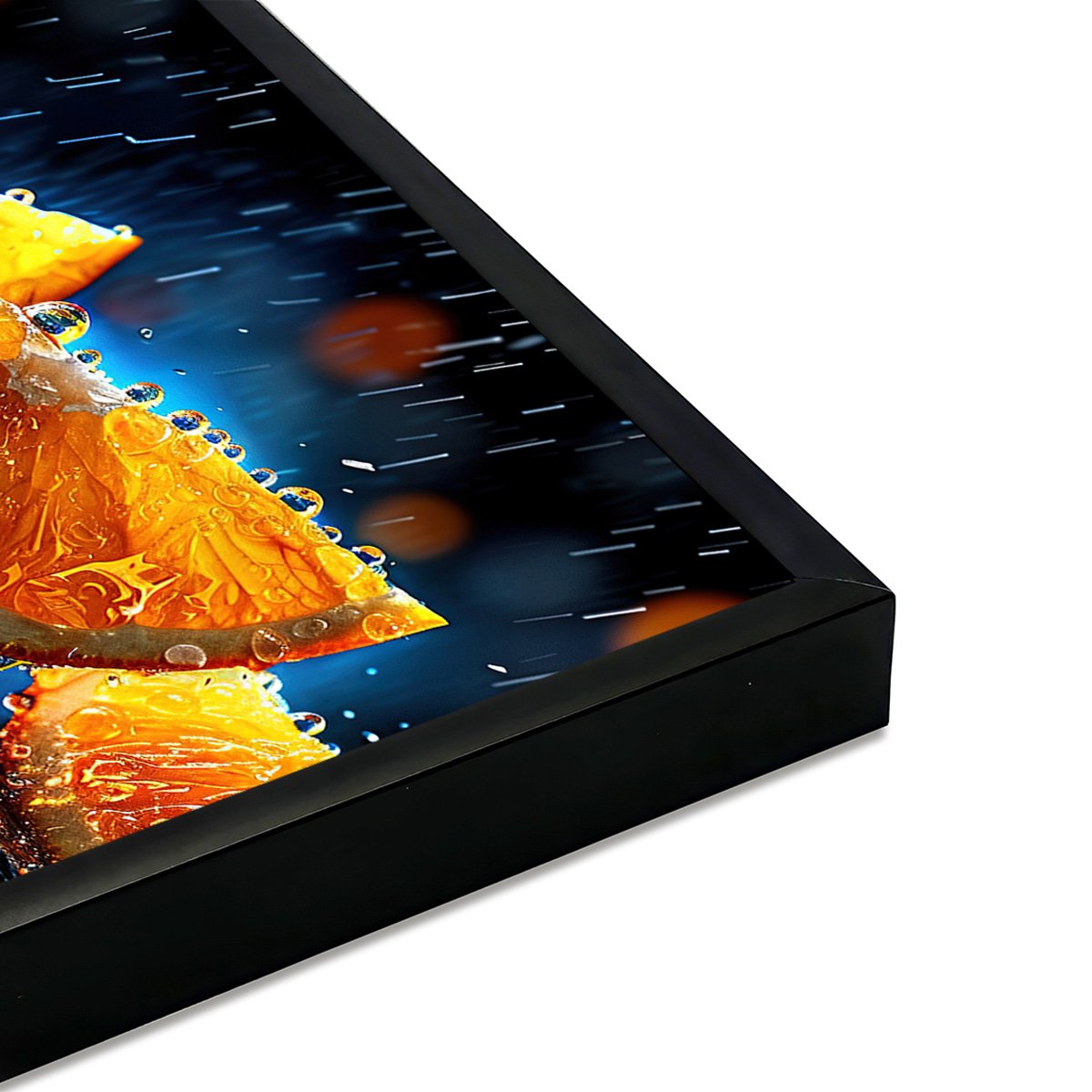 Affiche encadrée oranges sous la pluie affiche + cadre en métal - noir, HEXOA