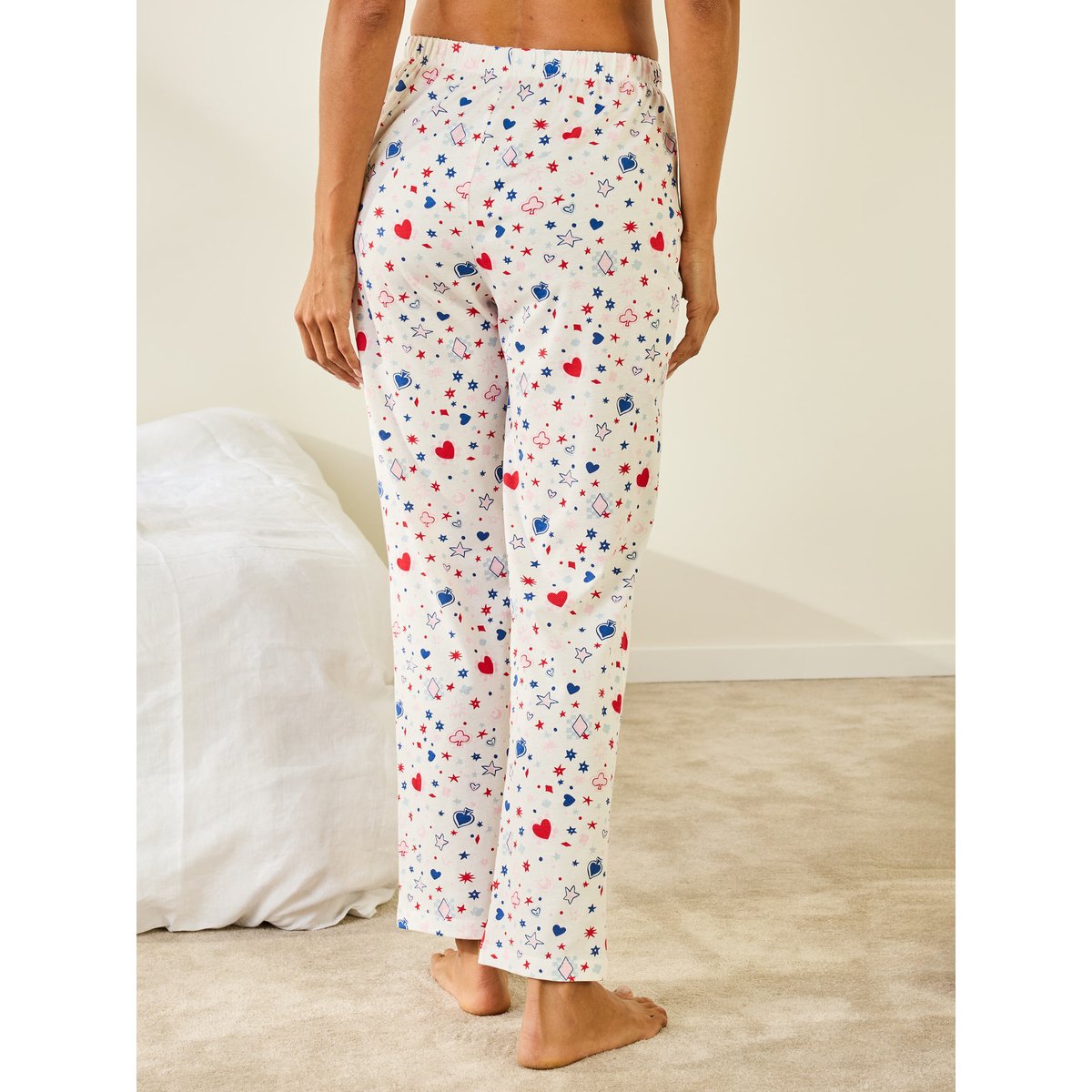 Pantalon de pyjama femme imprimé blanc, DAXON