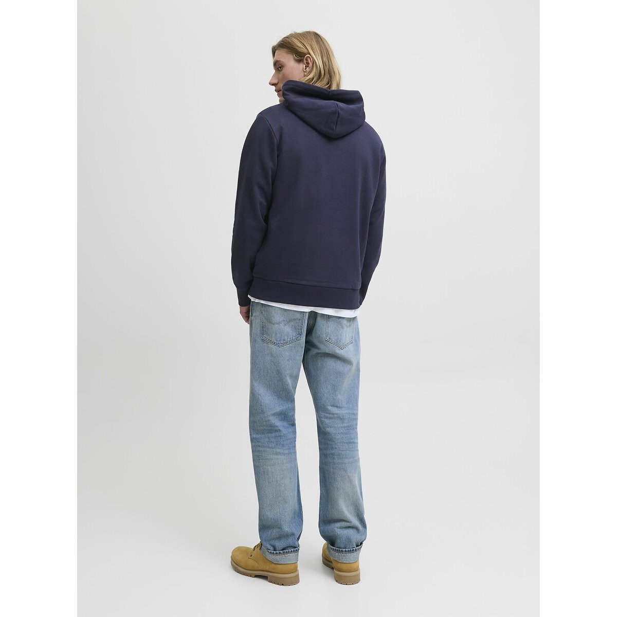 Felpa con cappuccio piccolo logo blu marino, JACK & JONES