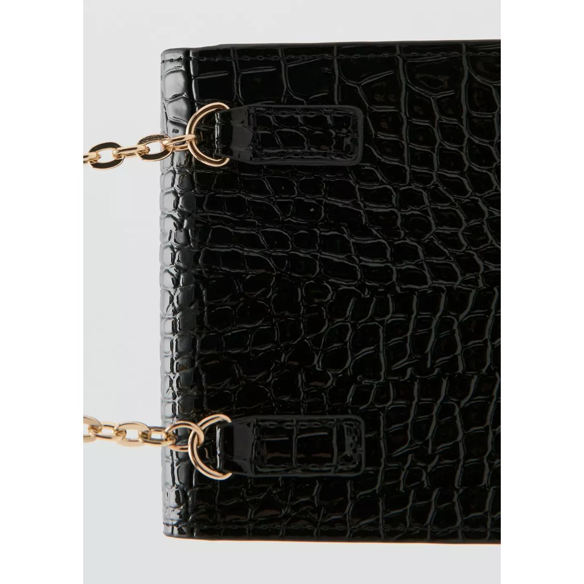 Housse téléphone portable effet croco brillant noir, MANGO
