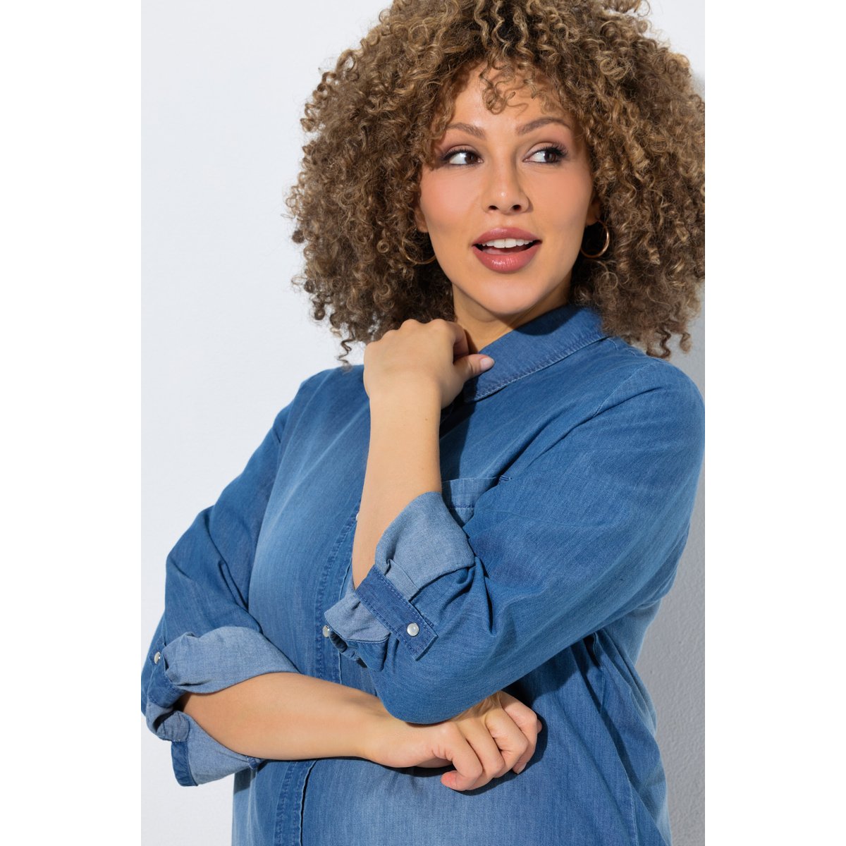 Chemisier en jean, col chemise bleu jean, ULLA POPKEN