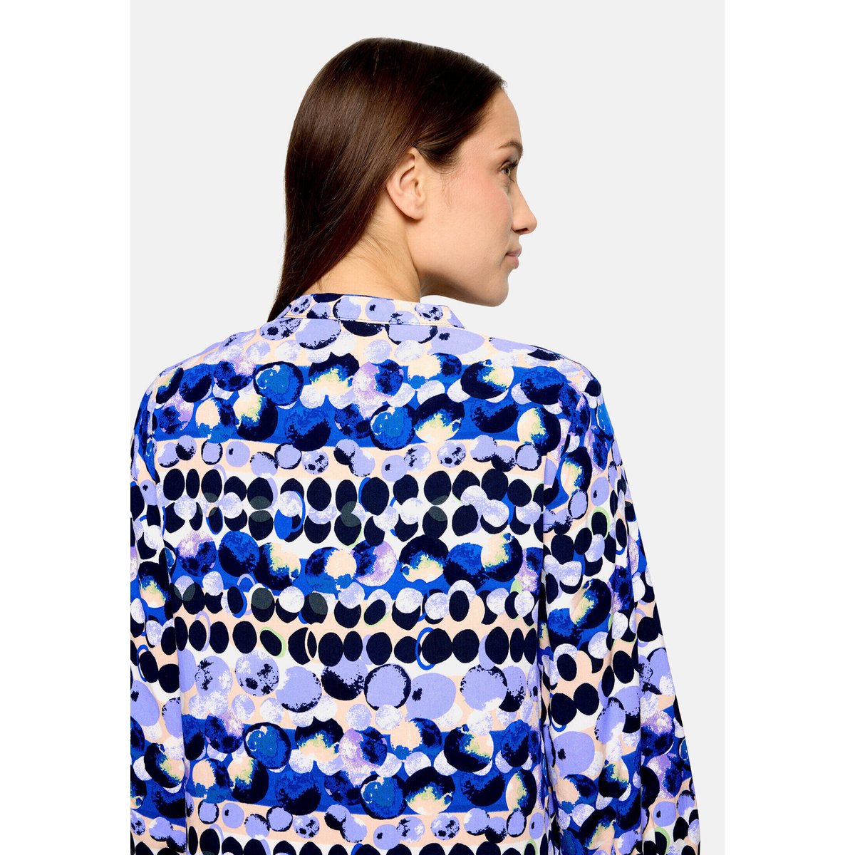 Robe à volants à manches 3/4 bleu/beige, BETTY BARCLAY