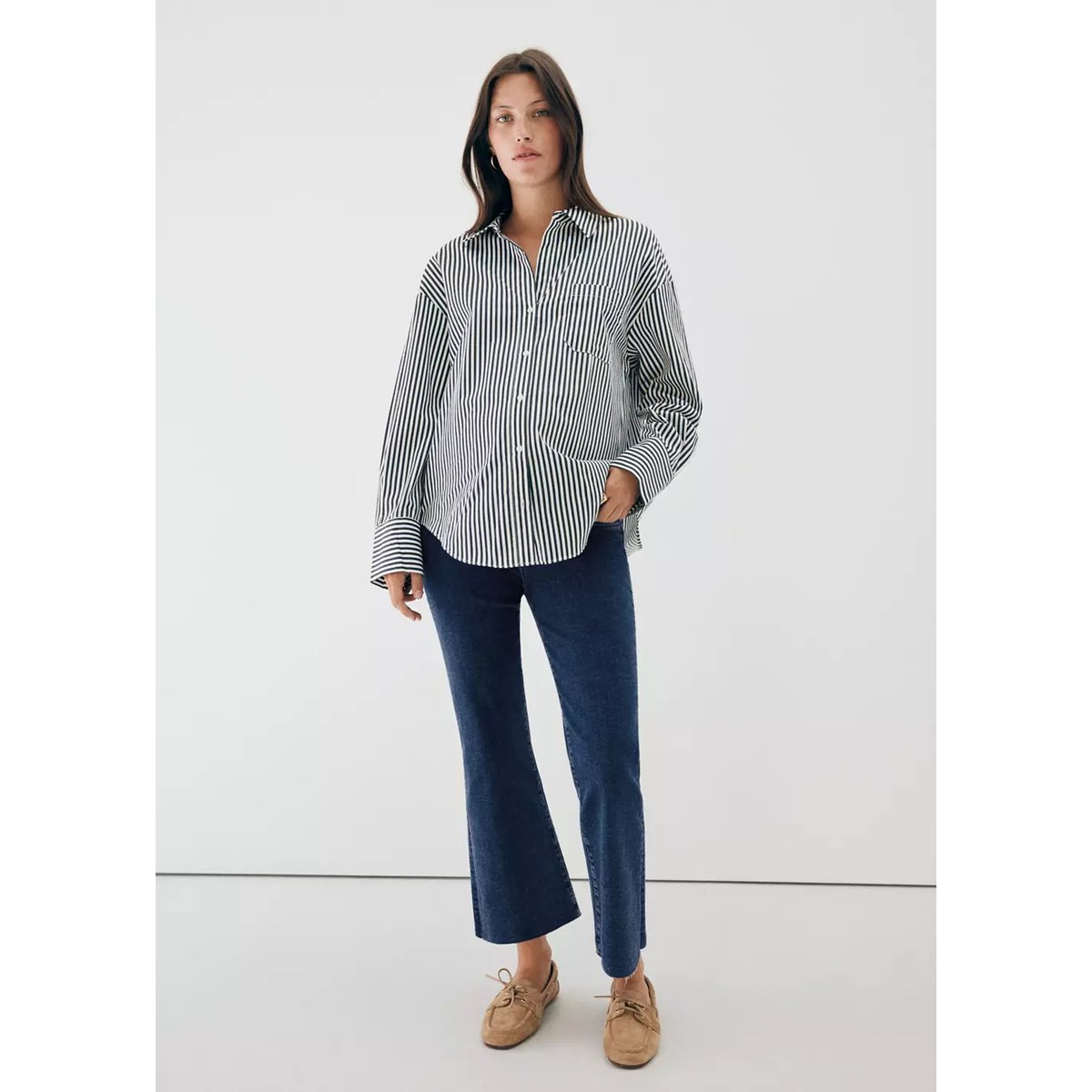 Jean de grossesse flare crop bleu foncé, MANGO