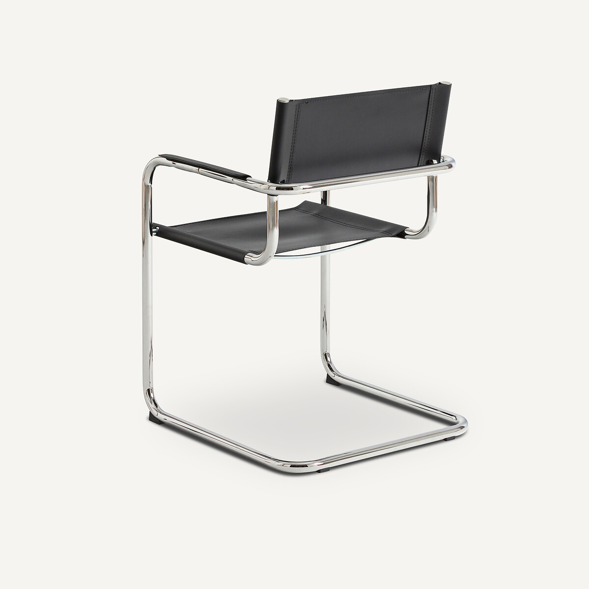 Winset Genuine Split Leather Table Armchair black, AM.PM