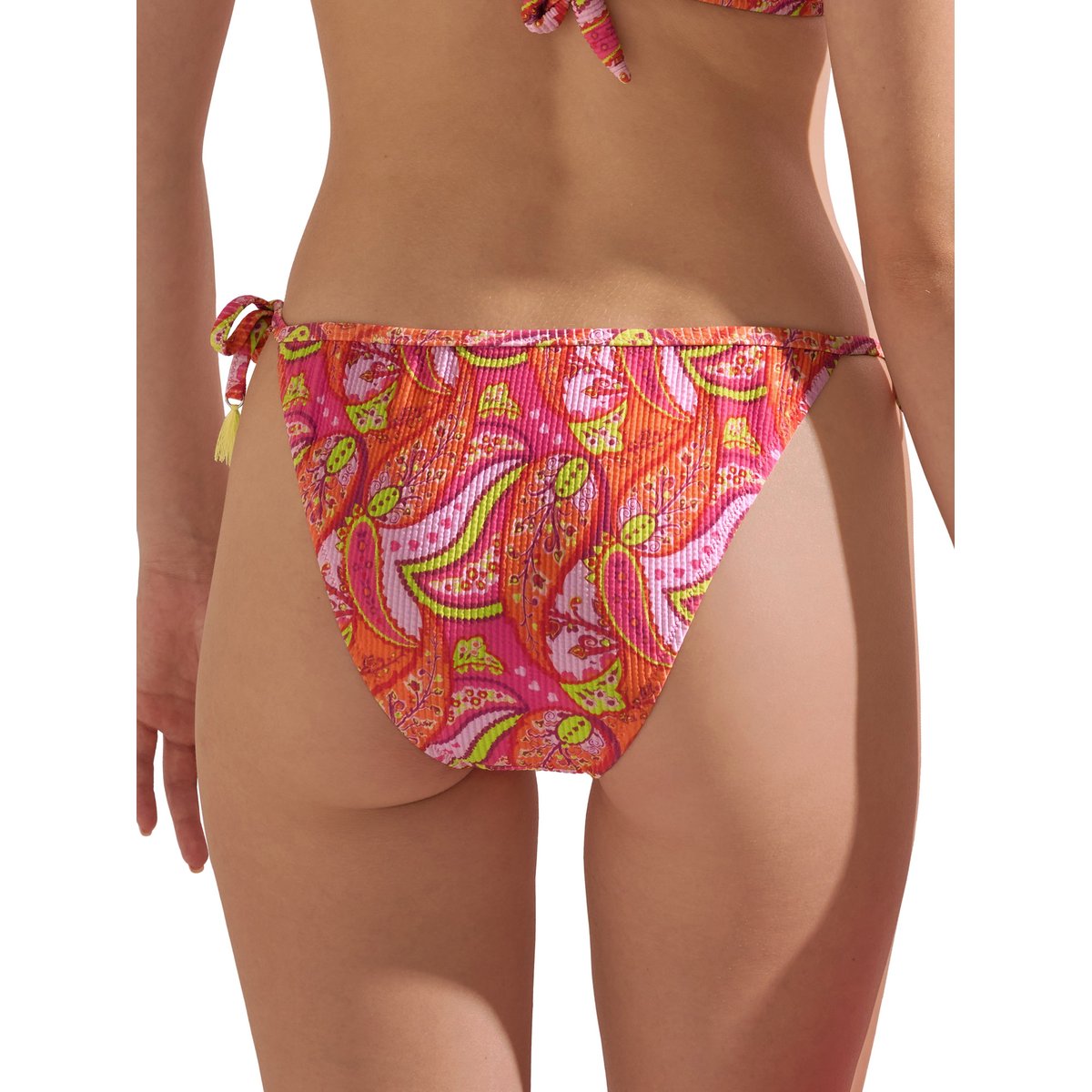 Bas maillot slip de bain taille basse à nouettes Kavala corail, LISCA