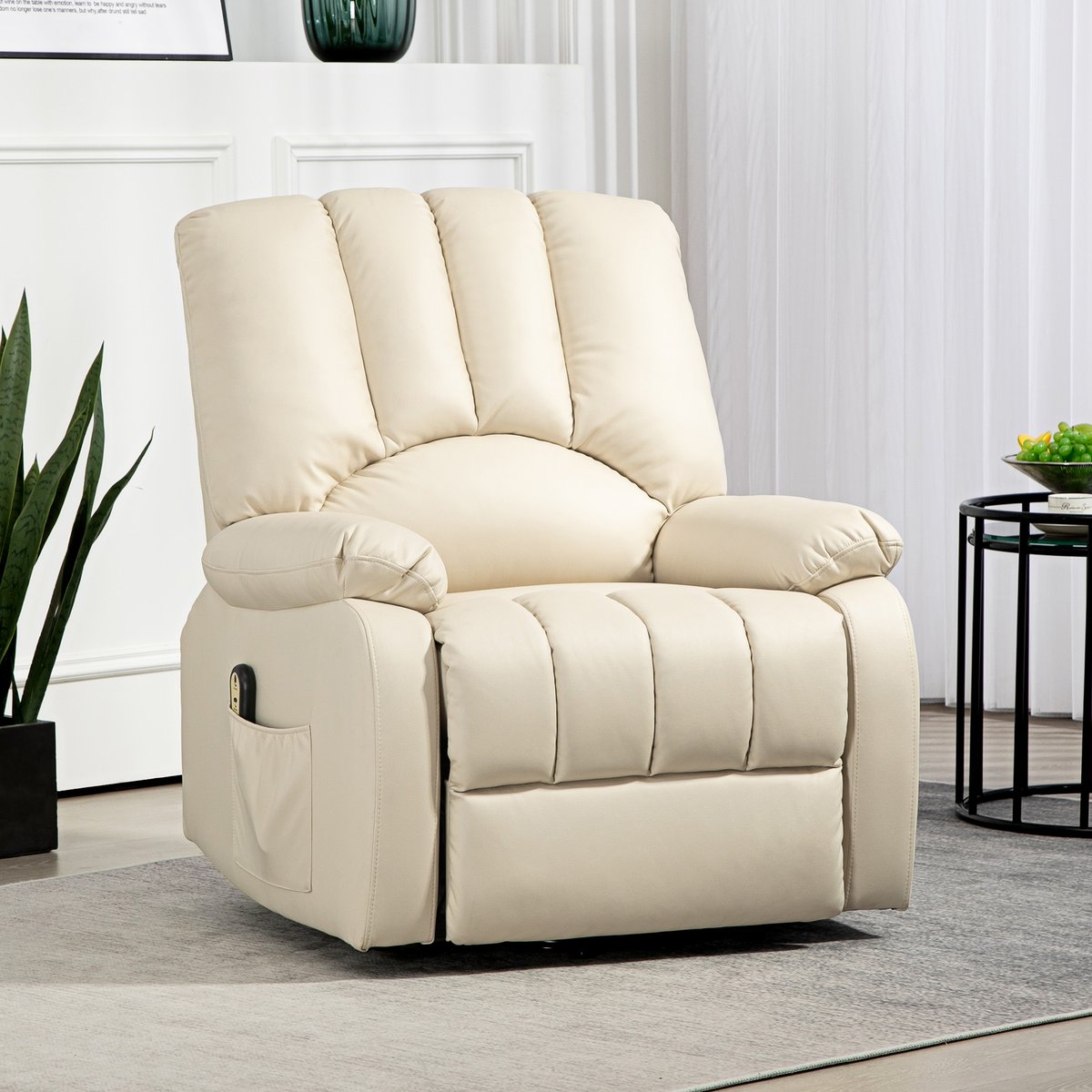 Fauteuil releveur électrique Microfibre beige, HOMCOM