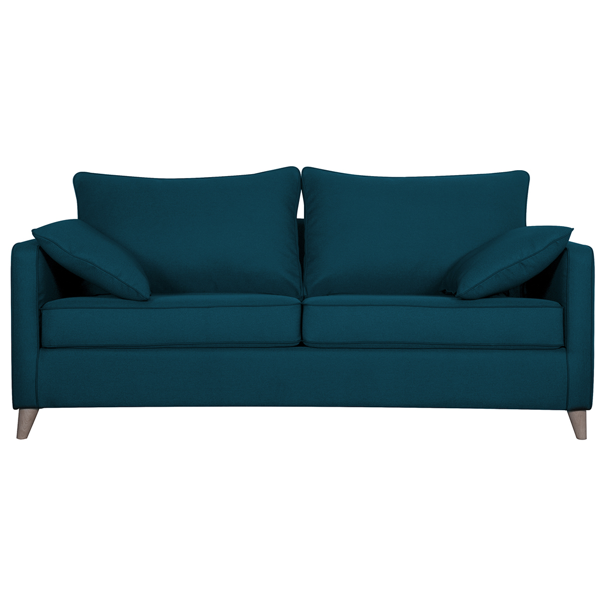 Canapé convertible scandinave 3 places avec matelas 10 cm PAPEL bleu canard, MILIBOO