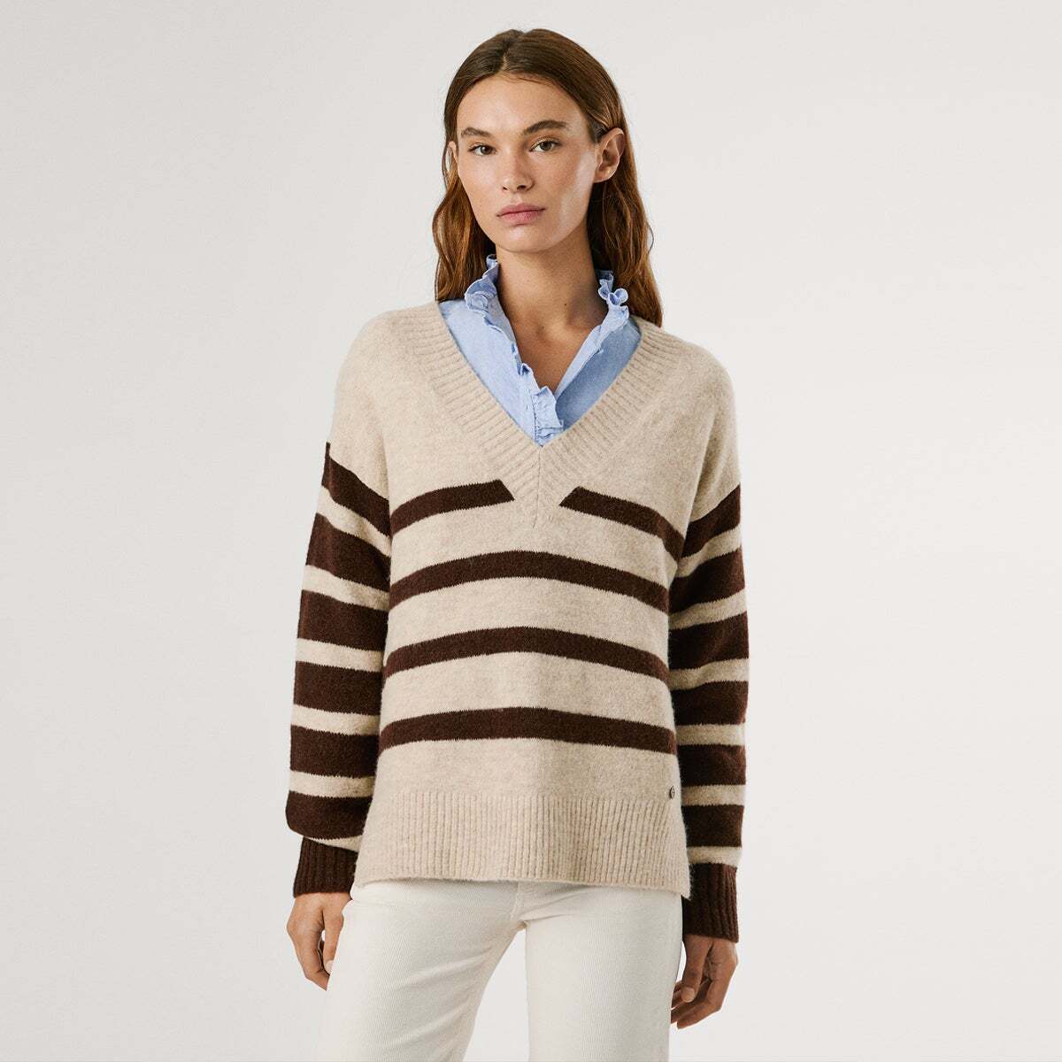 Pull En Maille À Rayures blanc écru foncé, PEPE JEANS