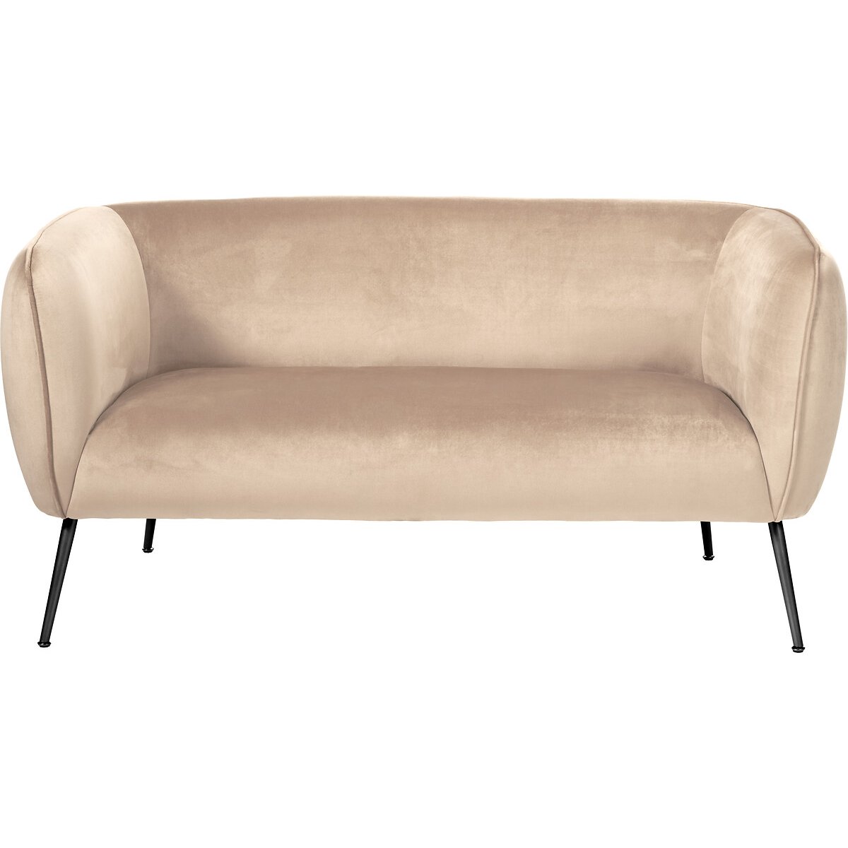 Luxe Velvet 2 Seater Accent Sofa with Black or Gold Legs beige, SO'HOME