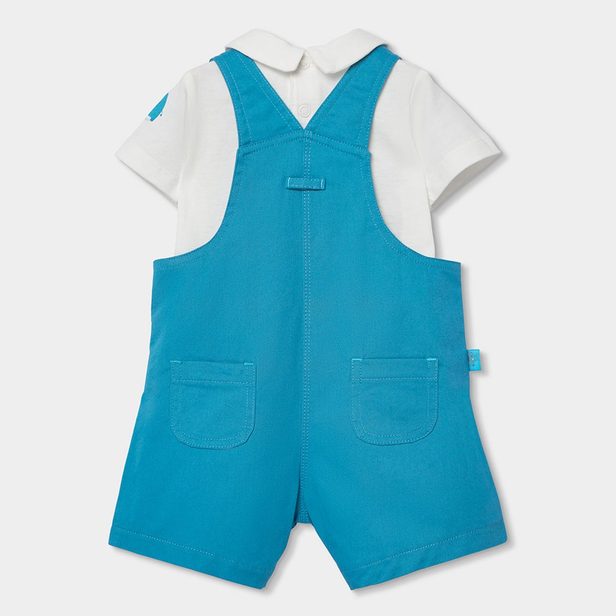 Ensemble bébé salopette et t-shirt coton bleu, BOBOLI