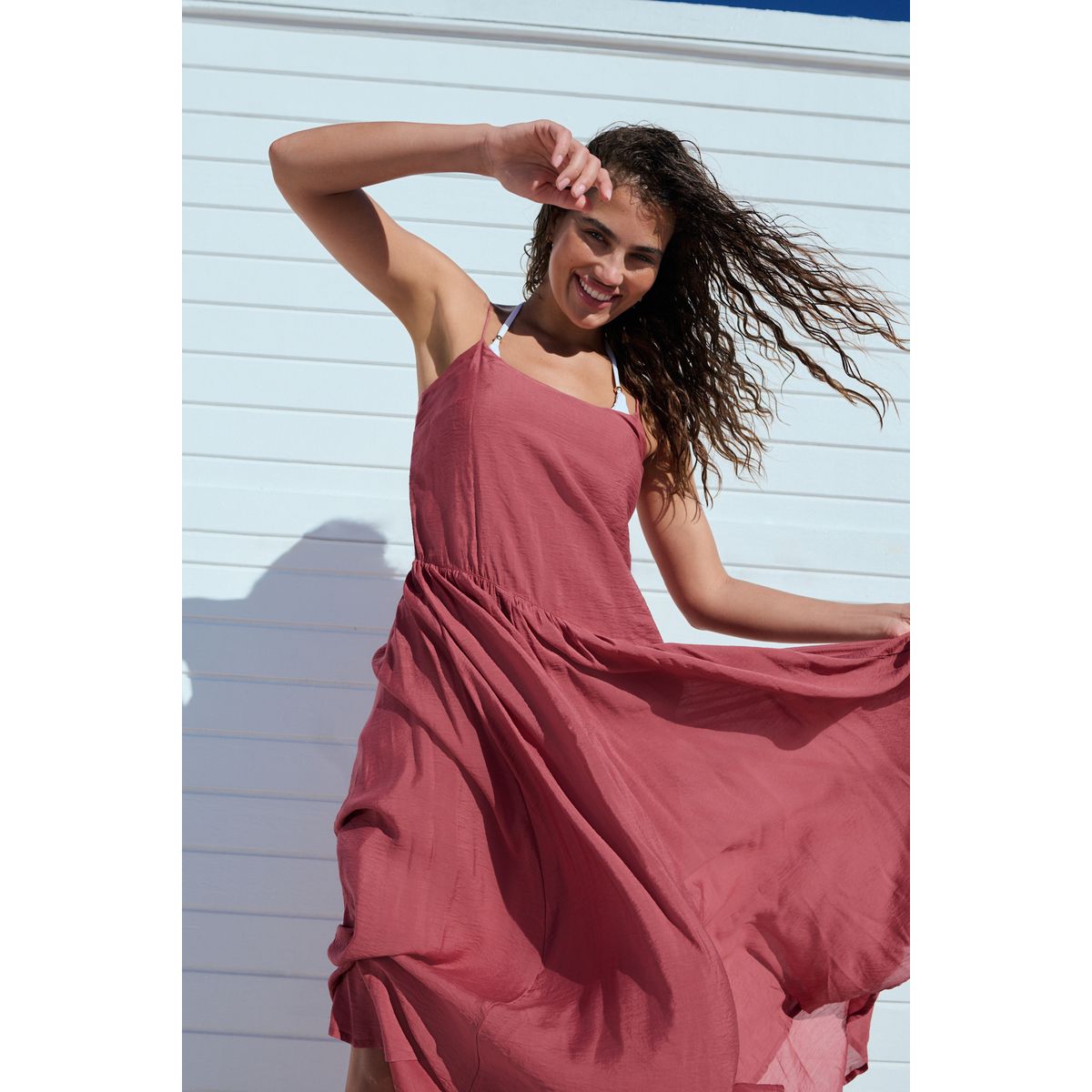 Robe longue style nuisette à taille basse violet prune, NEXT