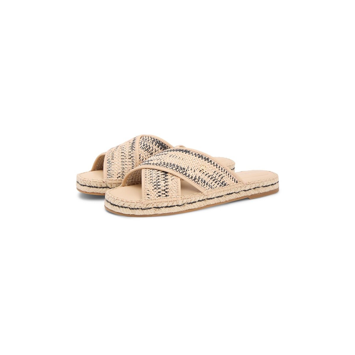 Espadrille mules en raphia beige/noir, TOMMY HILFIGER