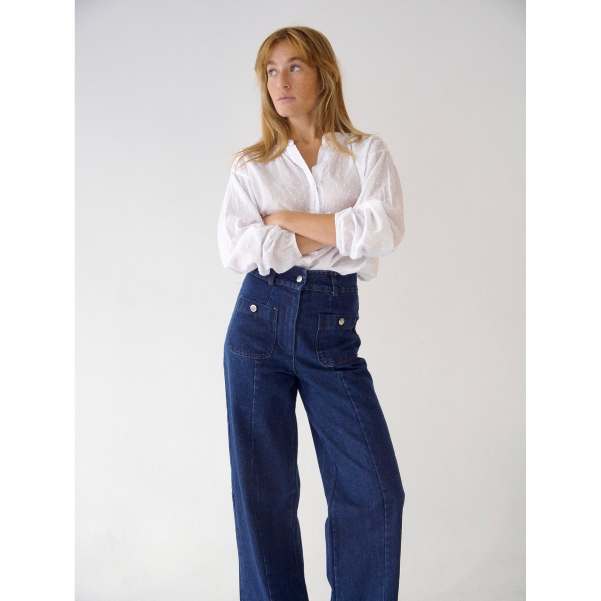 Jean large fendu CRISTINA bleu brut, MINDTRAVELER