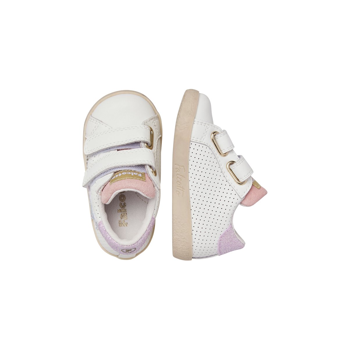 Sneakers en cuir et tissu ALNOITE 2 VL. blanc-lilas-, FALCOTTO