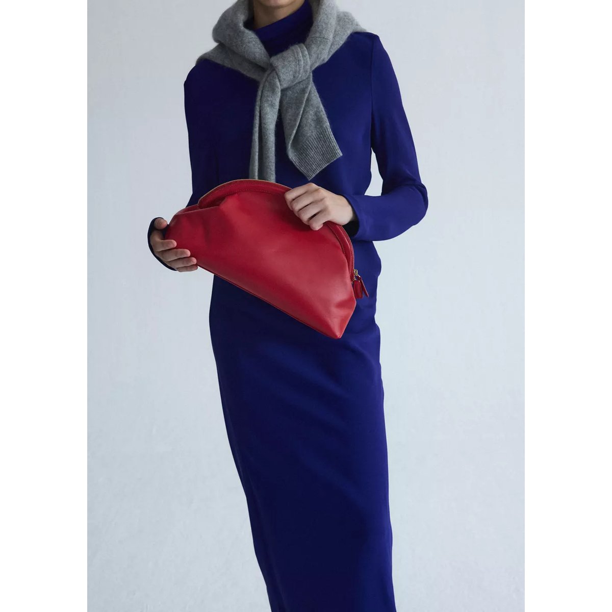 Robe midi col montant bleu, MANGO