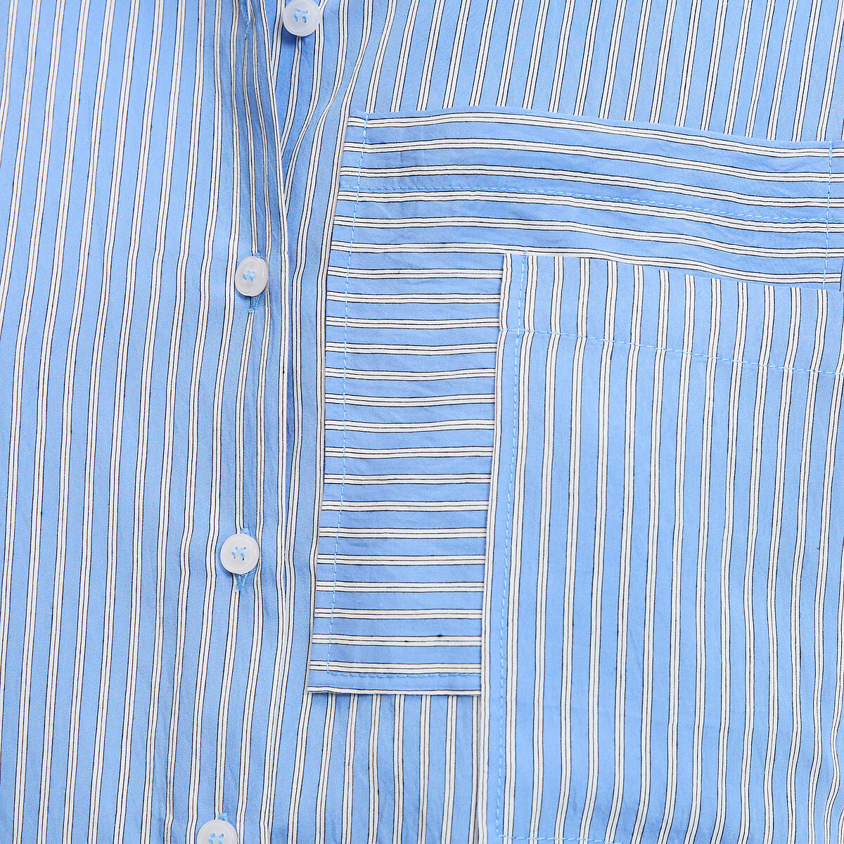 Chemise rayée oversize manches longues bleu rayures blanches, LA REDOUTE COLLECTIONS