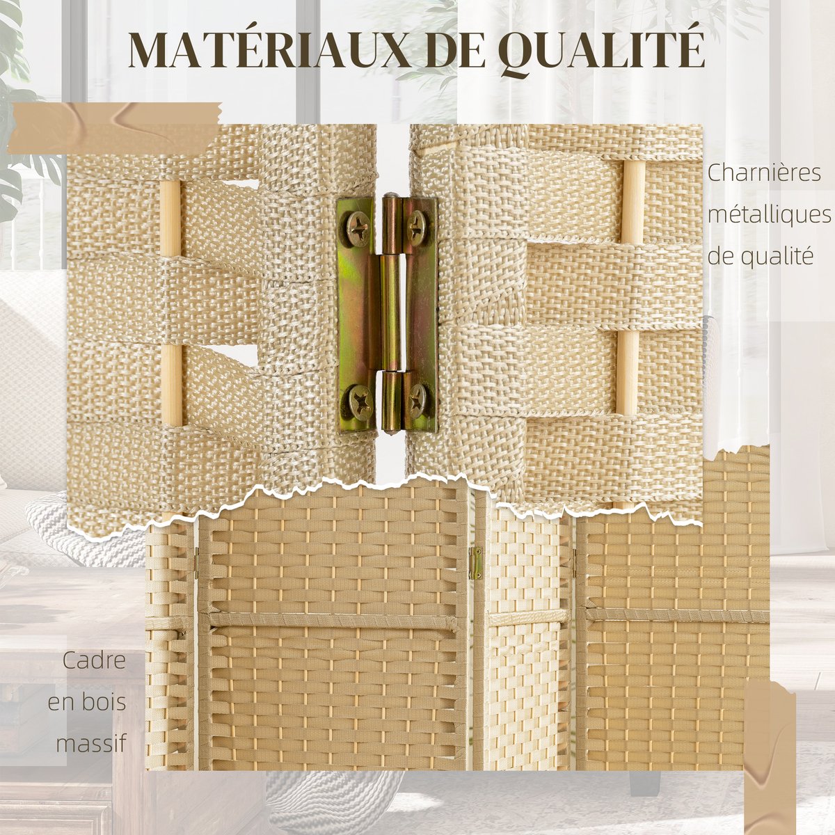 Cloison de séparation Bois de pin Beige beige, HOMCOM