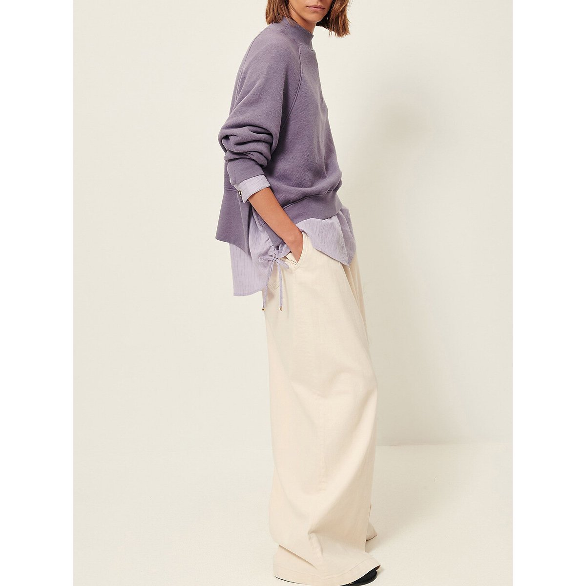 Sweat ample à col montant avec fentes côtés, OLIVEIRA mauve, SESSUN