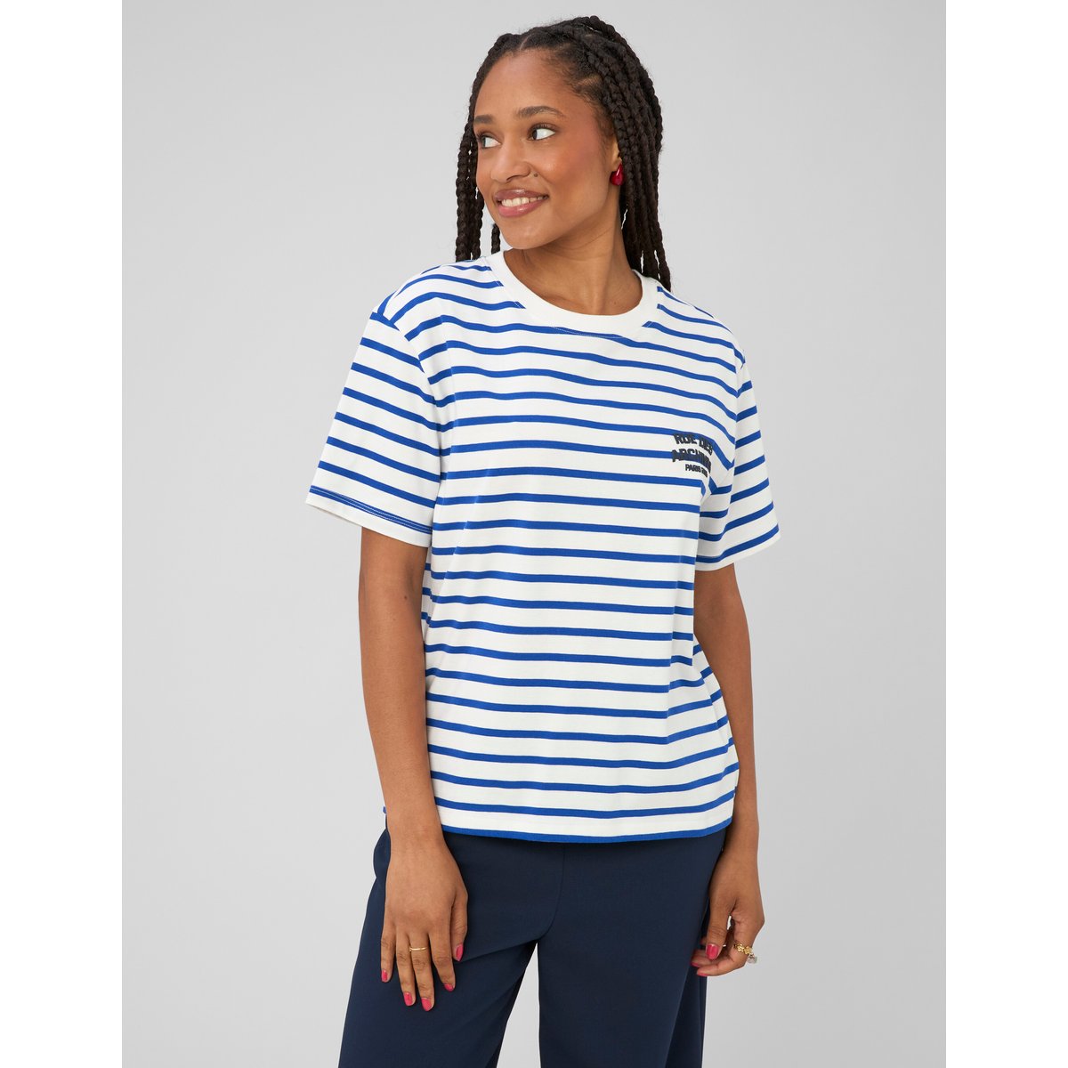T-shirt rayé manches courtes bleu, BZB