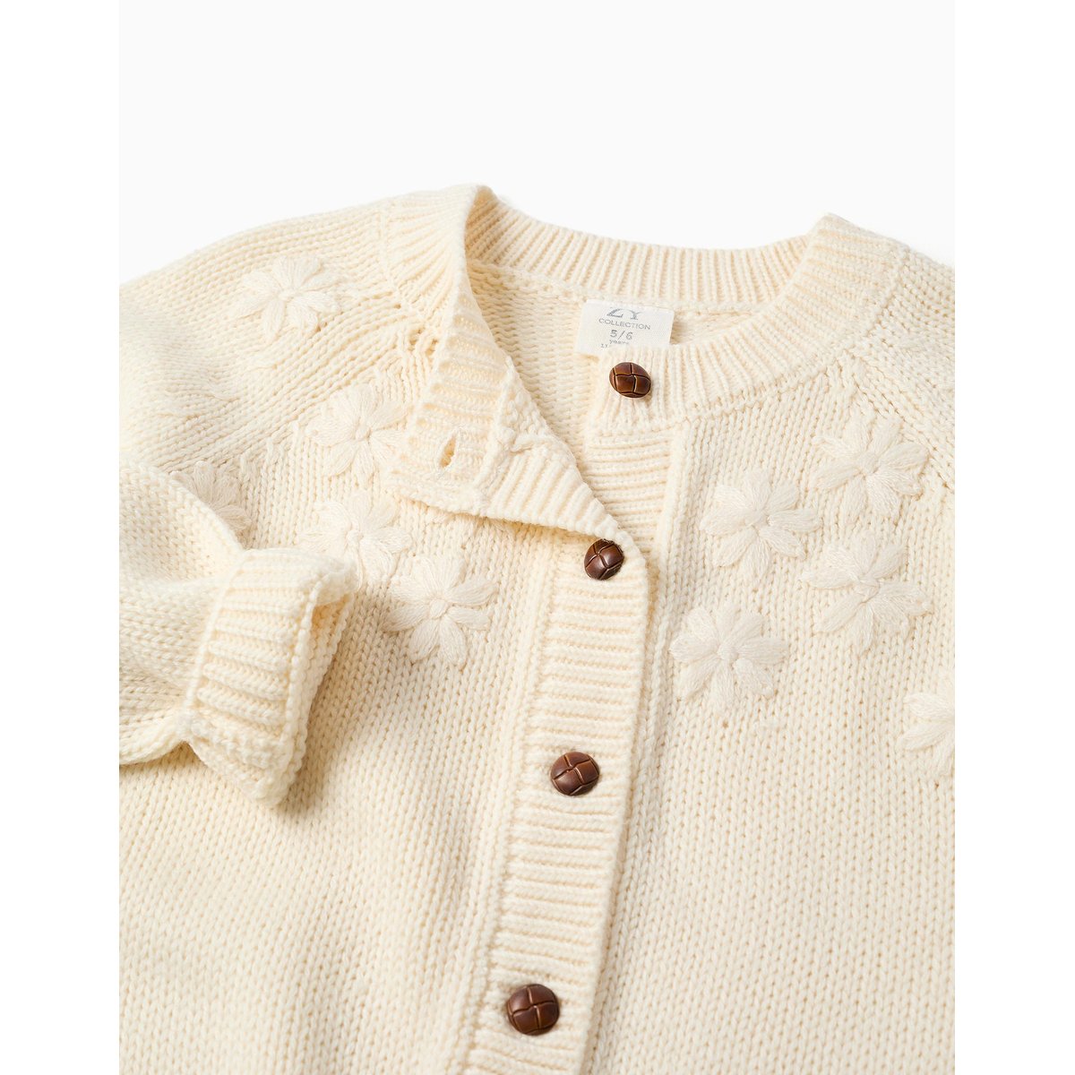 Cardigan en maille avec fleurs brodées blanc, ZIPPY