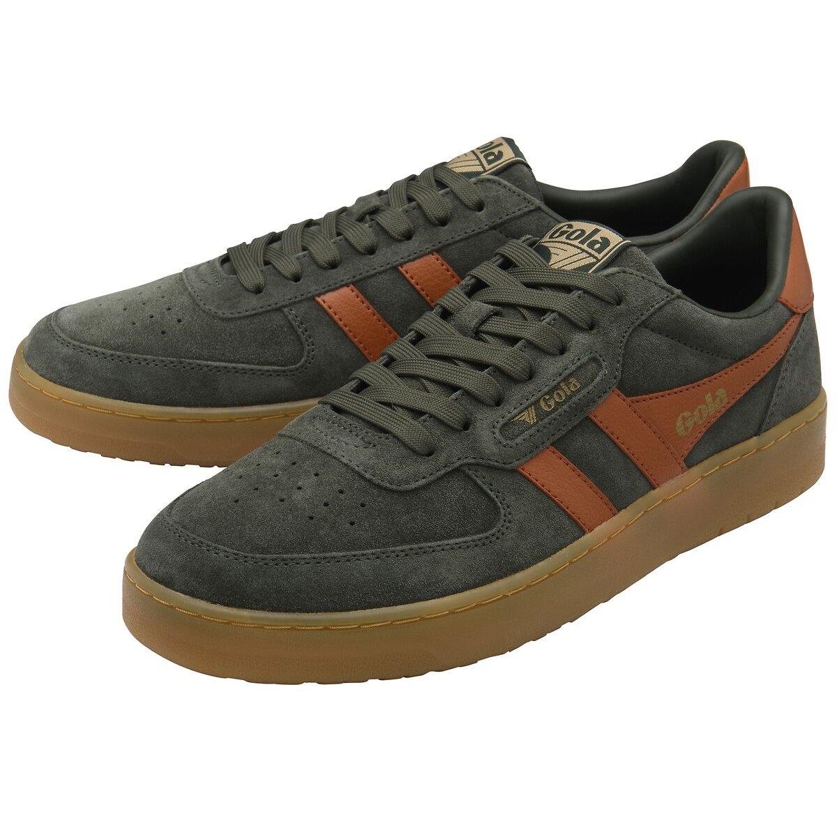 Hawk Suede '86 Trainers dark khaki/orange, GOLA