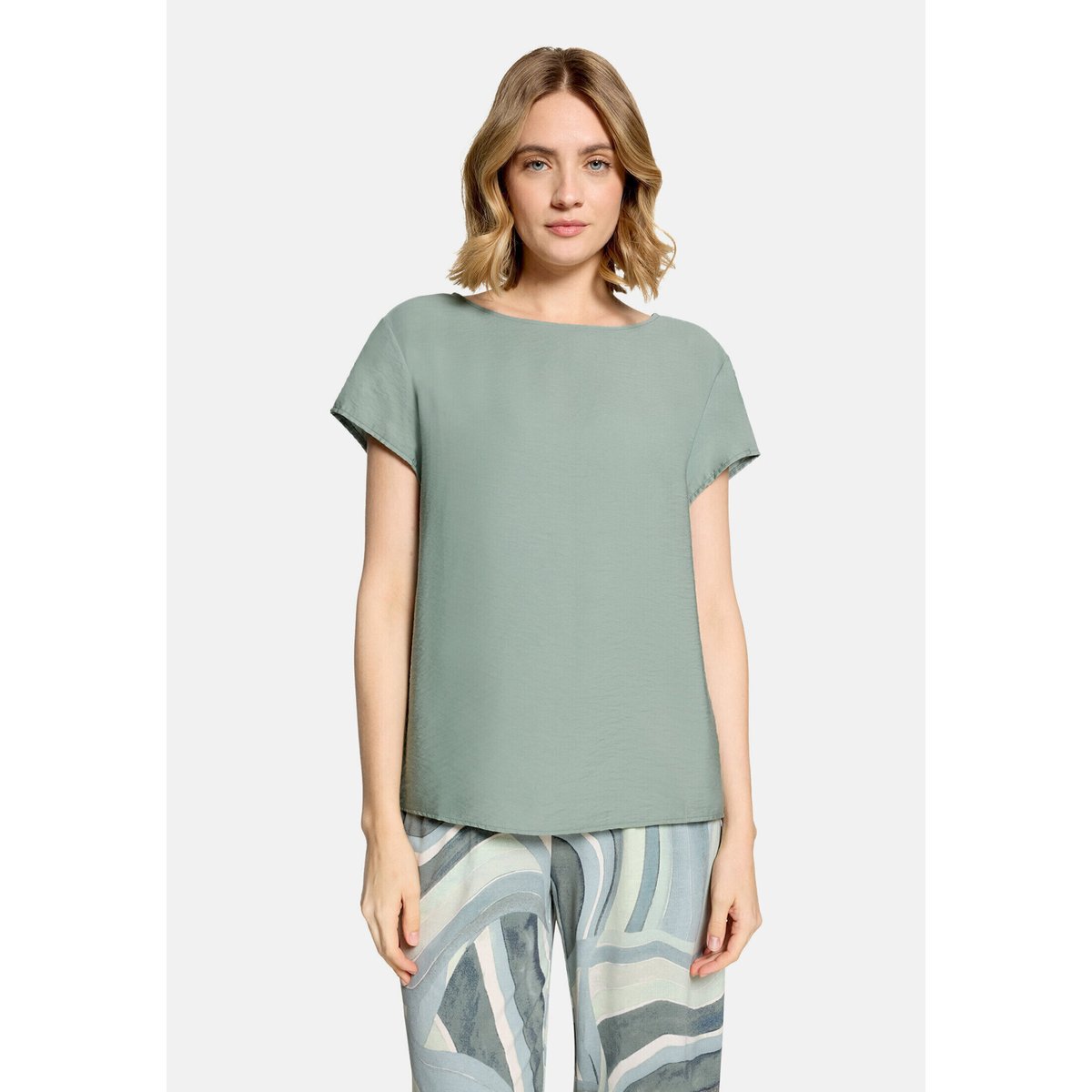 T-shirt façon blouse unicolore chinois green, BETTY BARCLAY