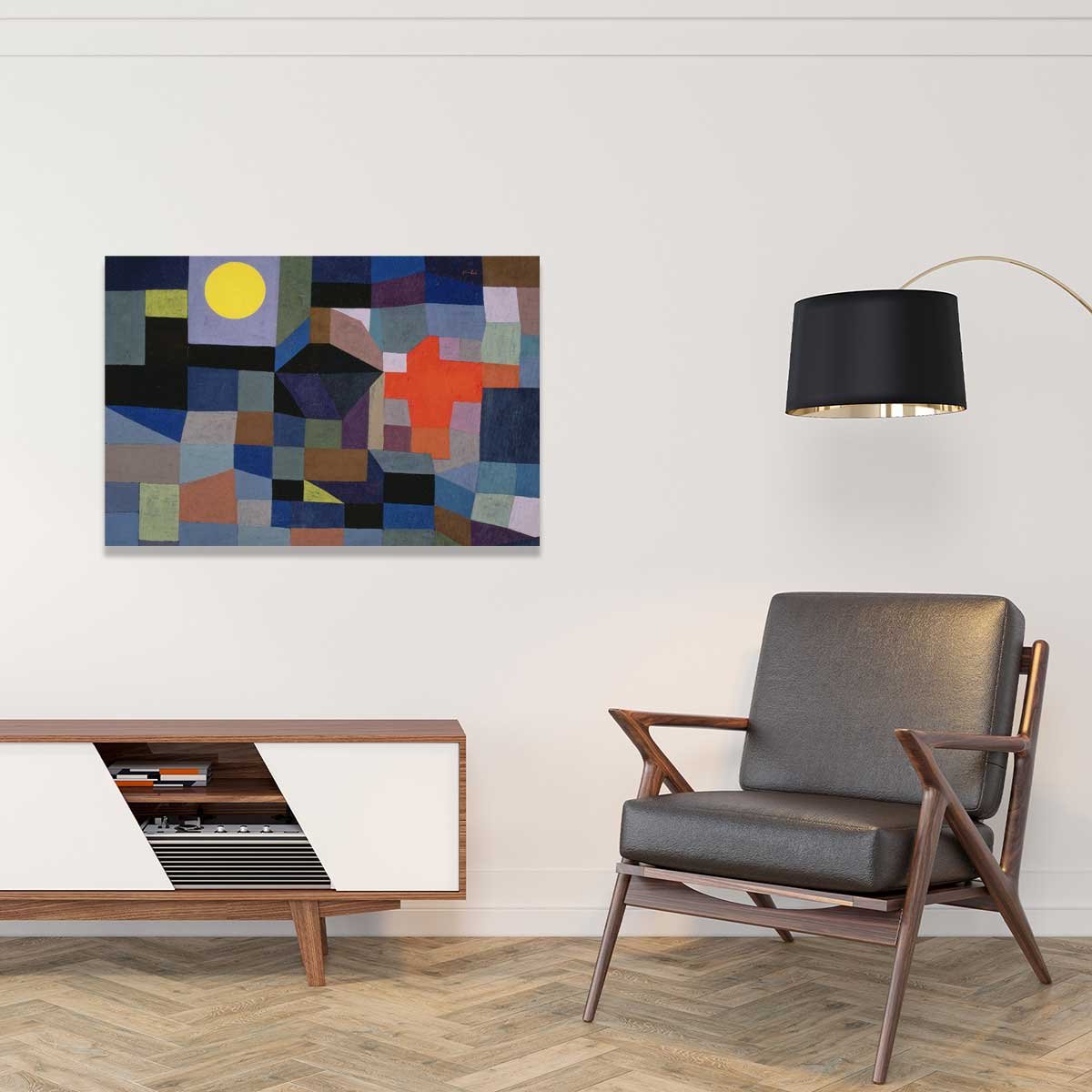 Tableau d'art classique Paul Klee Feu par Pleine Lune tableau alu dibond, HEXOA