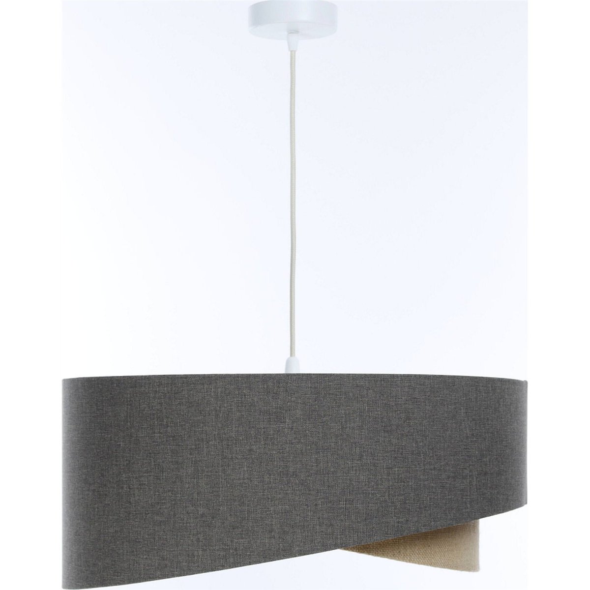 Suspension ronde en tissu et chanvre Boho beige crème et chanvre naturel, BPS KONCEPT