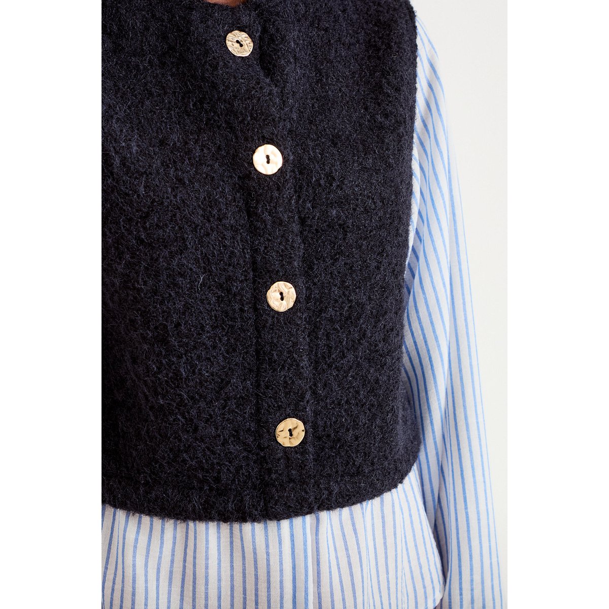 Pull chemise 2-en-1 bleu marine, CACHE CACHE