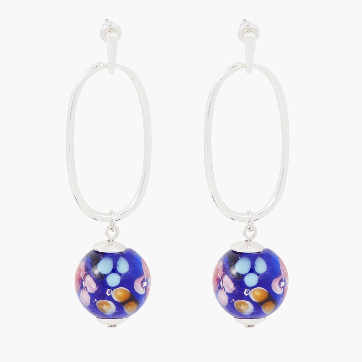 Boucles d'oreilles pendantes perles de verre bleu, BALABOOSTE