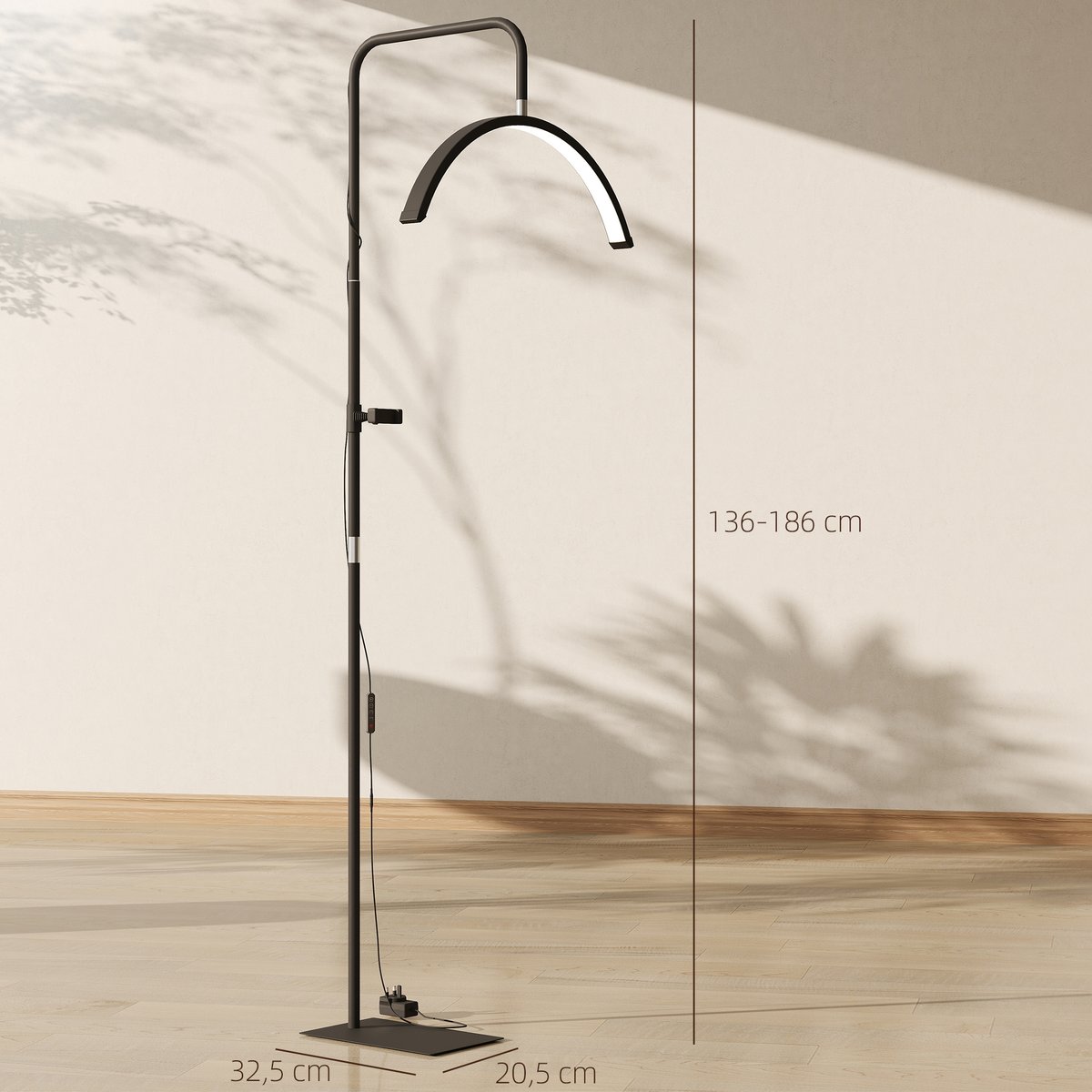 Lampadaire Acier et plastique Noir noir, HOMCOM