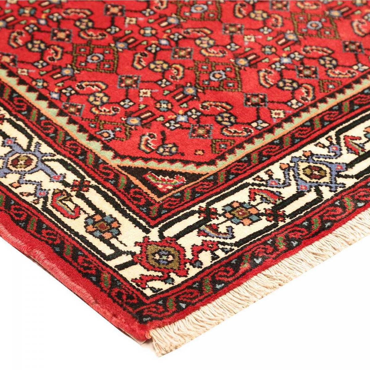 Tapis d'orient au motif oriental, noué main en laine, HAMADAN 21 rouge, crème, noir, UN AMOUR DE TAPIS