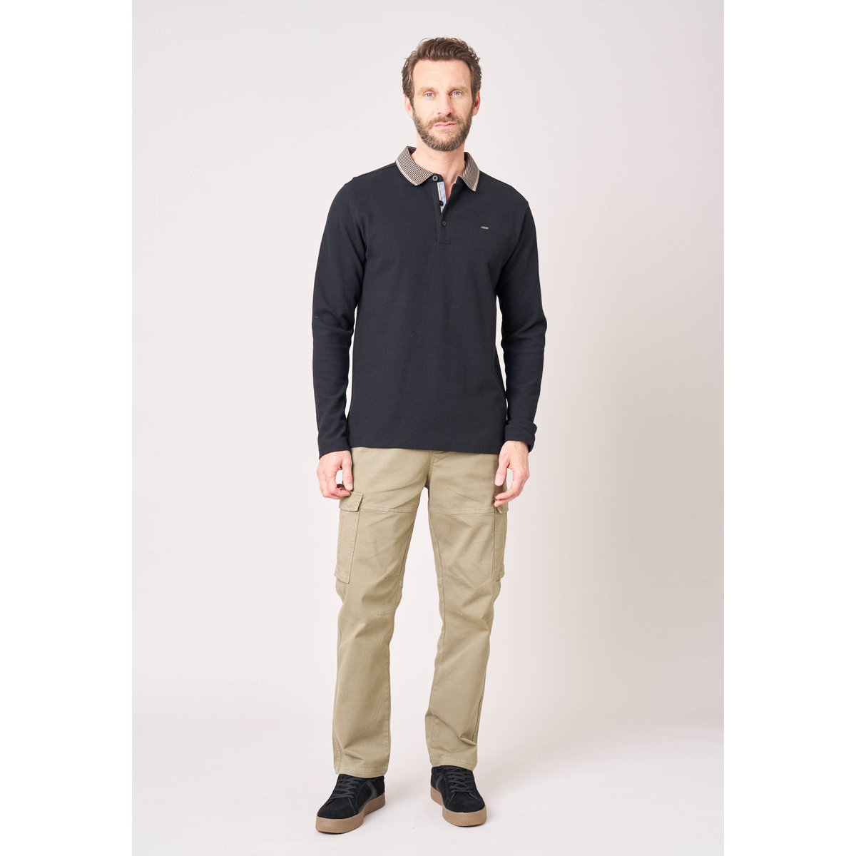 Polo regular homme en 100% coton avec finitions contrastées KAELON black, DEELUXE