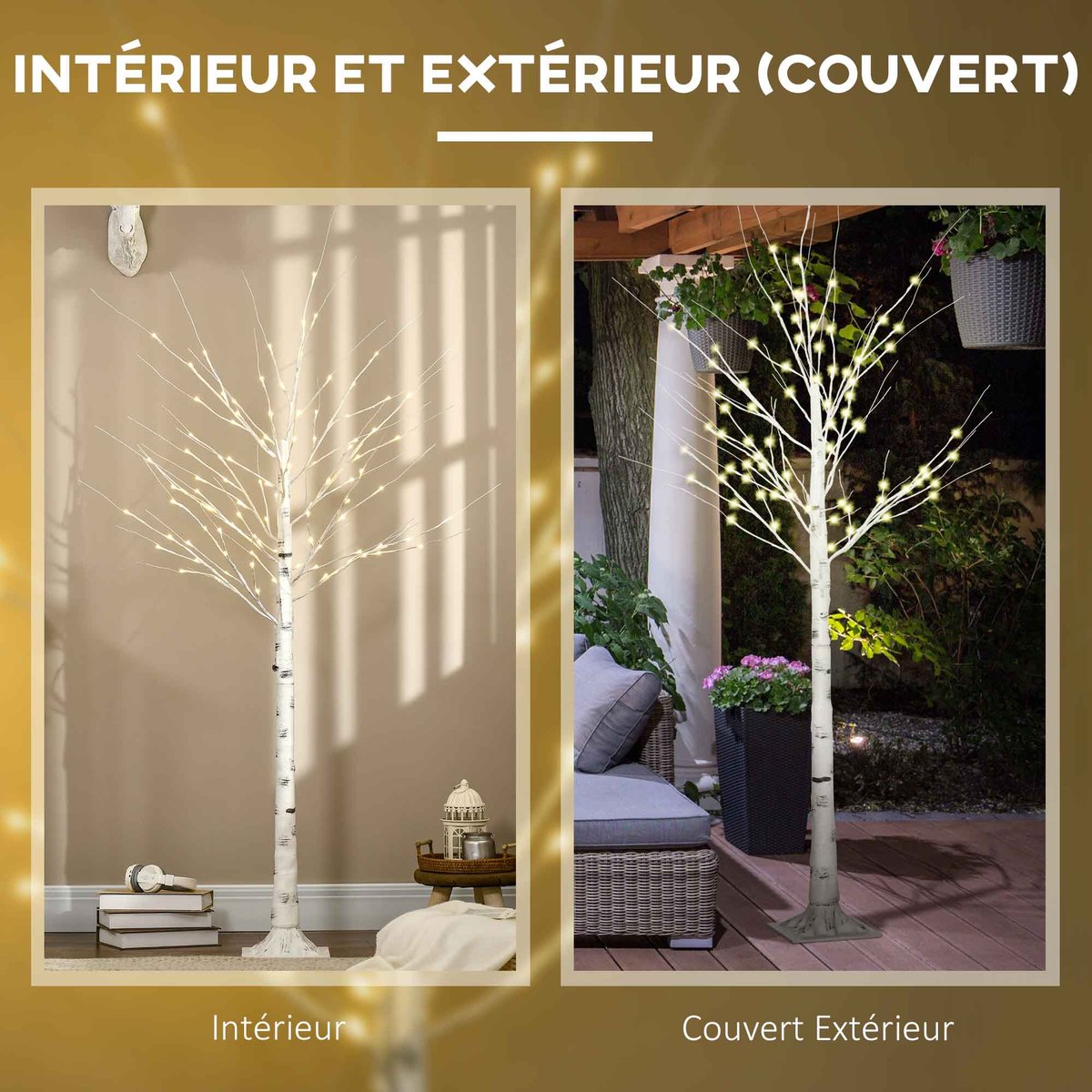 Arbre lumineux PP Blanc blanc, HOMCOM
